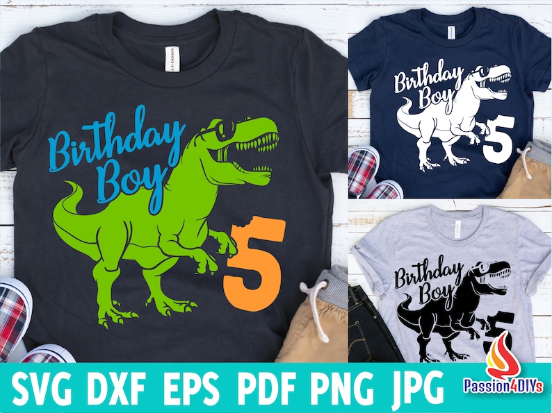 Dinosaur Birthday Boy Svg Kids Five Rex Svg Rawr I am 5 | Etsy