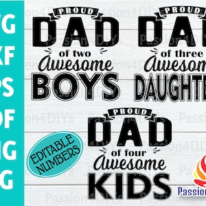 Proud Dad svg, Vatertagsmp svg, Papa der Jungen-Töchter-Kinder-Bundle, Super Dad-Vatertag-Shirt-Design, Digital Cut-Datei Silhouette Cricut