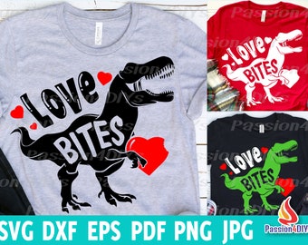 Love Bites Svg, Love a Saurus Svg, Valentine’s Day Svg, Dinosaur Svg, I Rawr You Svg, Dxf, Eps, Png Funny Kids Cut Files, Silhouette, Cricut