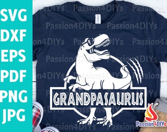 Grandpa saurus svg, Grandfather Grandpa Pop Pop Svg, T-Rex Dinosaur Svg Rex Shirt Design Dino Clipart Eps Png Cut files Silhouette Cricut