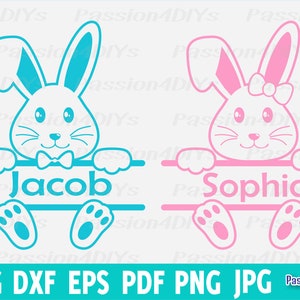 Osterhase SVG, Osterhase SVG, Hase Split svg / Hase Gesicht SVG, süsser Hase Junge & Mädchen Shirt Schneidedateien für Cricut Silhouette Osterhase