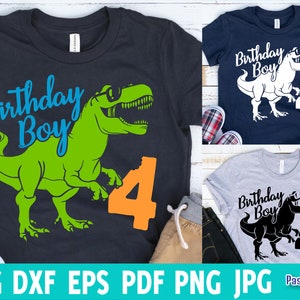 Dinosaurus feestvarken Svg, Kids Four Rex Svg, Rawr I am 4 T-rex Shirt, vierde verjaardag Saurus Svg, Eps Png Pdf Cricut, Silhouette Cut-bestanden