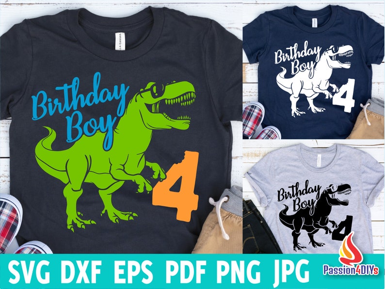 Download Dinosaur Birthday Boy Svg Kids Four Rex Svg Rawr I am 4 | Etsy