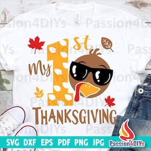 My 1st Thanksgiving Svg, Boy First Thanksgiving Svg, Turkey Boy Svg, Fall Clipart, Dxf, Eps, Png, Jpg, Pdf, Newborn Svg, Silhouette, Cricut