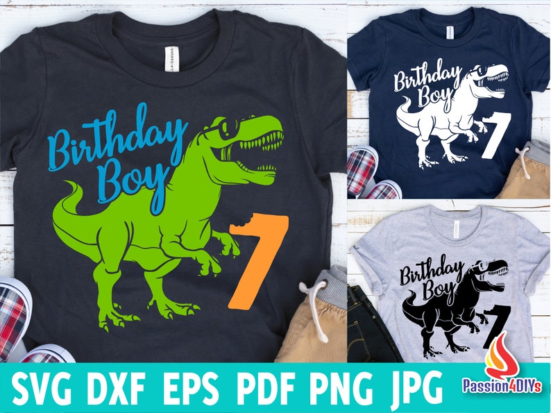 Download Dinosaur Birthday Boy Svg Kids Seven Rex Svg Rawr I am 7 ...