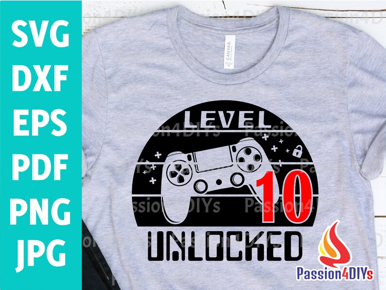 Download Level 10 Unlocked svg 10th Birthday Boy Gamer / 10 years ...