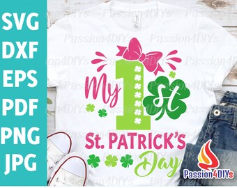 Mon 1er Svg de la Saint-Patrick, fille de la Saint-Patrick, Svg porte-bonheur, enfants, fichier coupe bébé, Dxf, Eps, Png, clipart nouveau-né, Silhouette Cricut