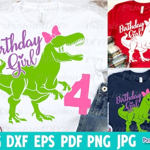 Dinosaur Birthday Girl Svg, Four Rex Svg, 4th Birthday Fourth Rex Birthday Cut Files Dxf Eps Sublimation T-Rex Birthday Girl Shirt Design