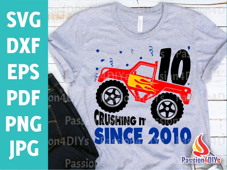 Download Monster Truck Birthday Svg 10th Birthday Boy Svg Truck Svg Etsy