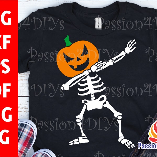 Dabbing Pumpkin Skeleton svg, Halloween Dabbing Skeleton svg, Pumpkin face Clipart for Cricut and Silhouette. Halloween shirt for boys Svg