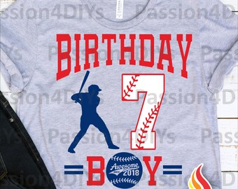 Baseball Birthday Boy 7 Svg, 7th Birthday 2018 Baseball Lover Png, Baller is Now 7 Shirt Birthday Svg Png Dxf Pdf Cricut Silhouette Cut file