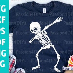 Esqueleto de dabbing SVG, esqueleto de Halloween svg, diseño de camiseta de baile de Halloween con calavera, esqueleto bailando Svg, jpg png dxf Cricut Silhouette Files