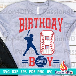 Baseball Birthday Boy 8 Svg, 8th Birthday 2017 Baseball Lover Png, Baller is Now 8 Shirt Birthday Svg Png Dxf Pdf Cricut Silhouette Cut file