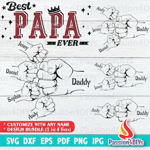 Best Papa Ever Fist Bump SVG Bundle Father&#39;s Day Fist Bump Svg 1-4 Father&#39;s Day Design Baby Toddler Kid Png, Dxf, Pdf, Eps Cricut Silhouette