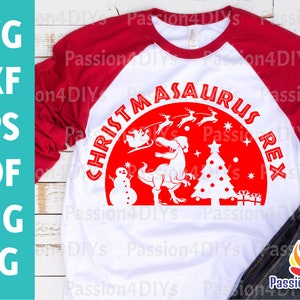Christmas Saurus svg, Tree rex svg, Christmasaurus svg, Snowman Santa Claus svg, Design de camisa de T-Rex de Natal Arquivo de corte, Cricut, Silhouette