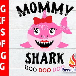 Mamá tiburón Svg, Día de la Madre Svg, Clipart de familia de tiburones, Eps, Png, Regalo para madre, Camiseta para mamá, Mamá mamá Svg Cricut - Archivo de corte listo para silueta