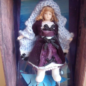 Frozen Charlotte Doll 3D Shadow Box, Miniature Diorama, Halloween gift, gothic decor, Victorian wall art
