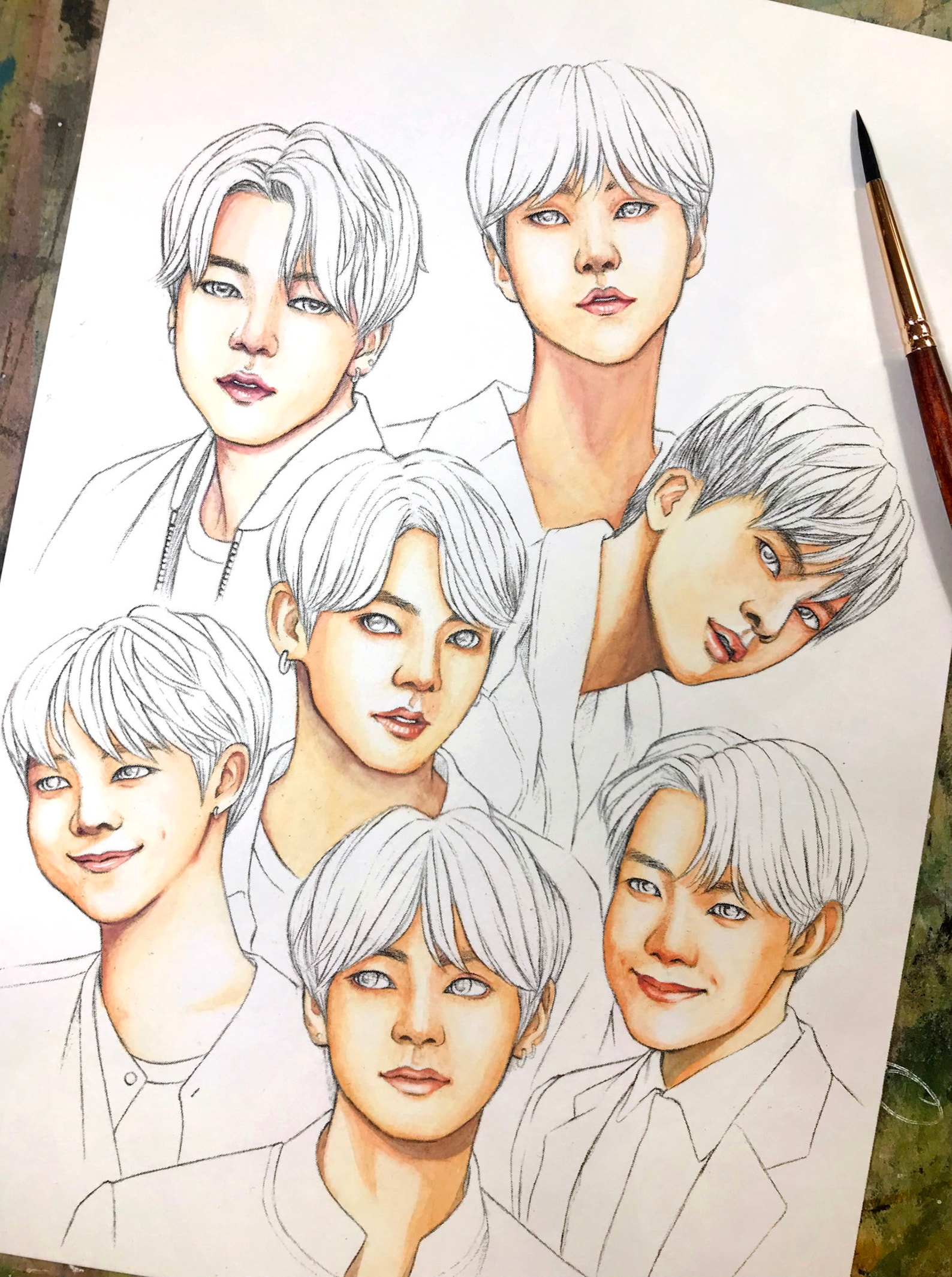 BTS Páginas para colorear 8 dibujos realistas BTS de fantasía | Etsy