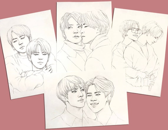 Bts Coloriages Pages 4 Bts Jungkook Et Jimin Jikook Dessins Etsy