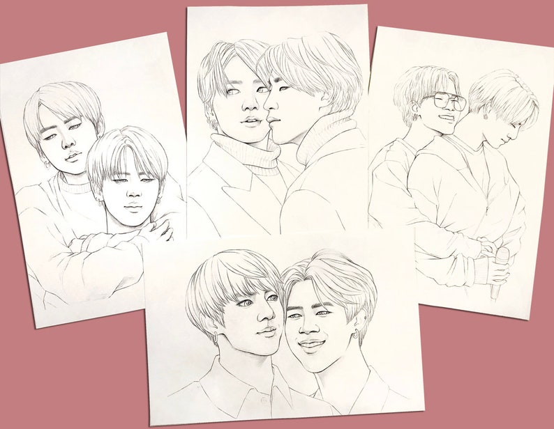  BTS  Coloring  pages  4 BTS  Jungkook and Jimin Jikook  