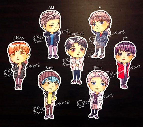 BTS chibi stickers BTS Handmade glossy stickers BTS in Cold | Etsy