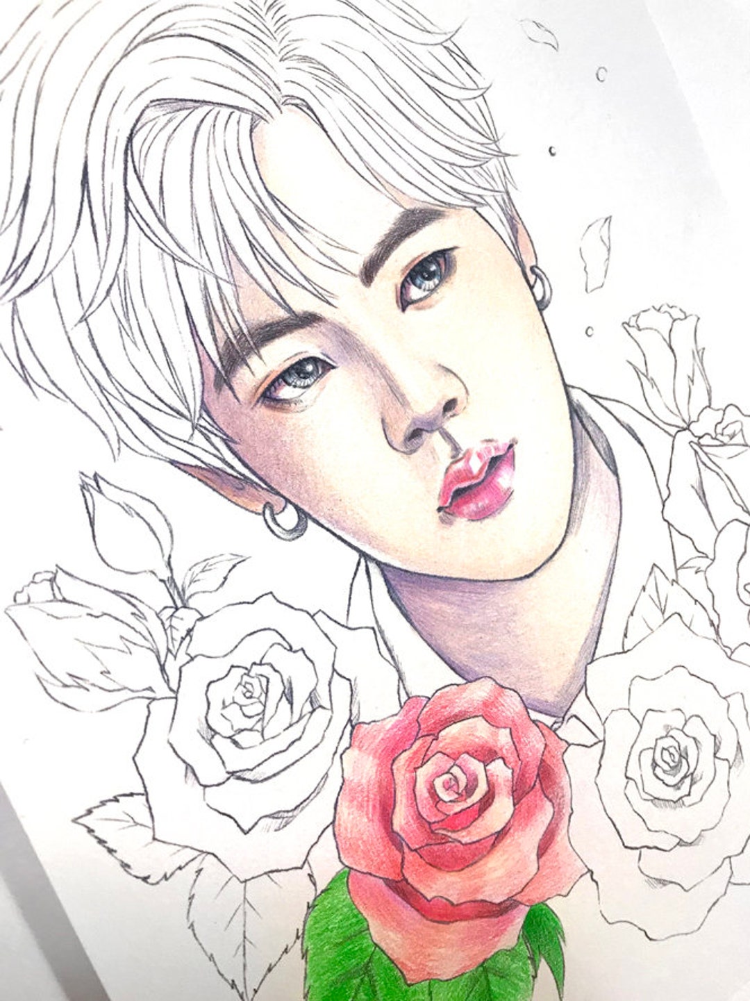 BTS Coloring Pages, 8 BTS Realistic Drawings of Fantasy on Heavy Weight ...