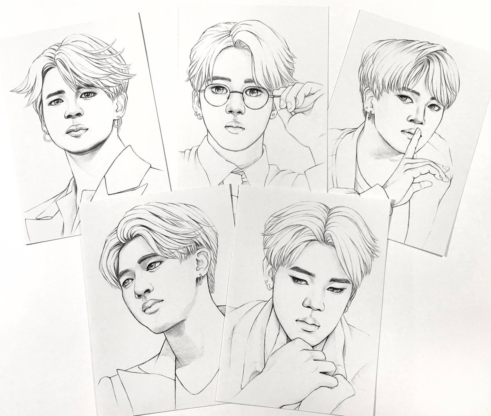 BTS Coloring Pages 10 BTS Jimin Park Realistic Drawings on - Etsy Australia