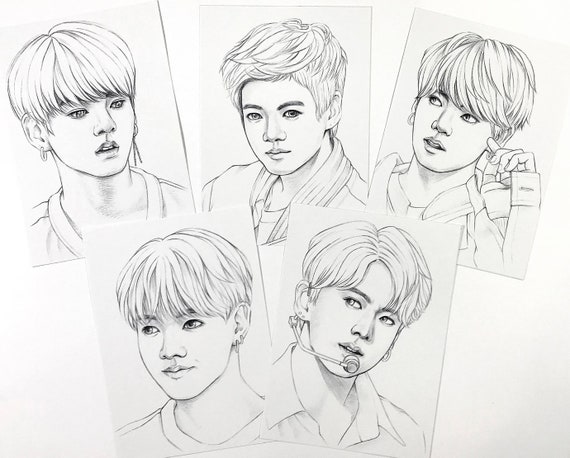 BTS Páginas para colorear 10 BTS Jungkook Jeon dibujos - Etsy México