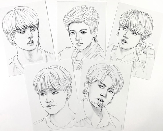 BTS Páginas para colorear 10 BTS Jungkook Jeon dibujos - Etsy México