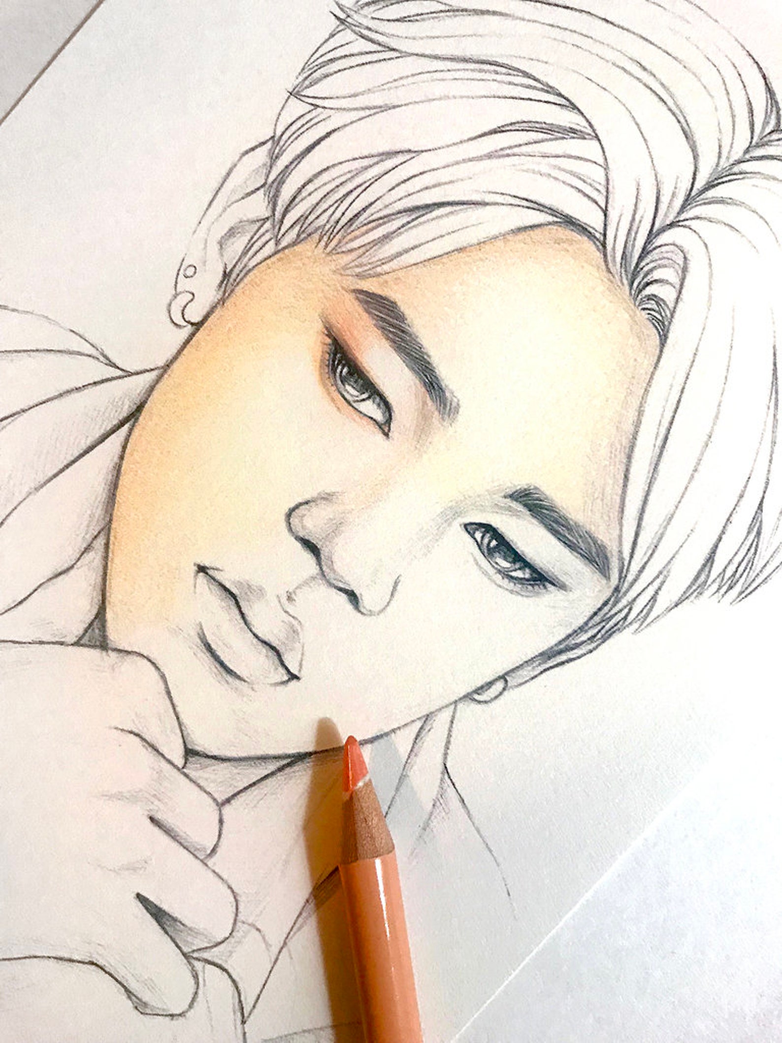 BTS Coloring pages 10 BTS Jimin Park realistic drawings on | Etsy