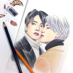 BTS Coloring Pages 4 BTS Jungkook and Jimin Jikook Realistic | Etsy