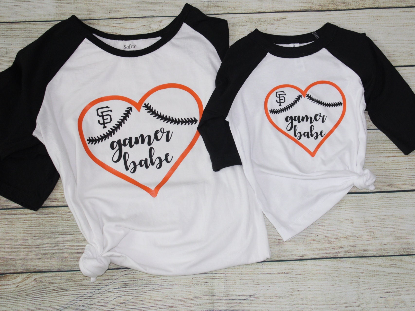 HutSutDesignCo Gamer Babe SF Giants Mommy and Me Matching Shirts