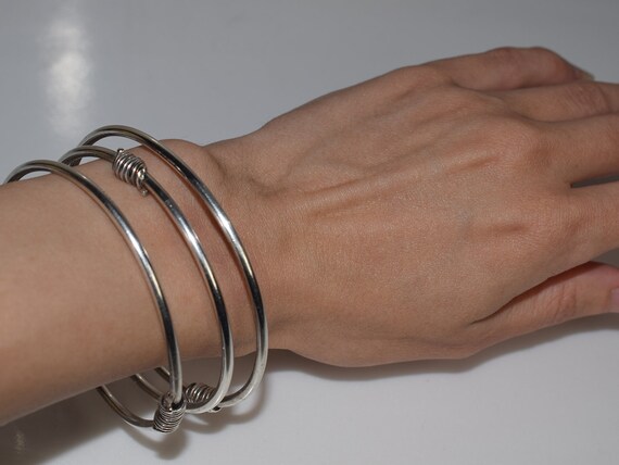 Sterling Silver Coil Spiral Bangle Bracelet Cuff … - image 5