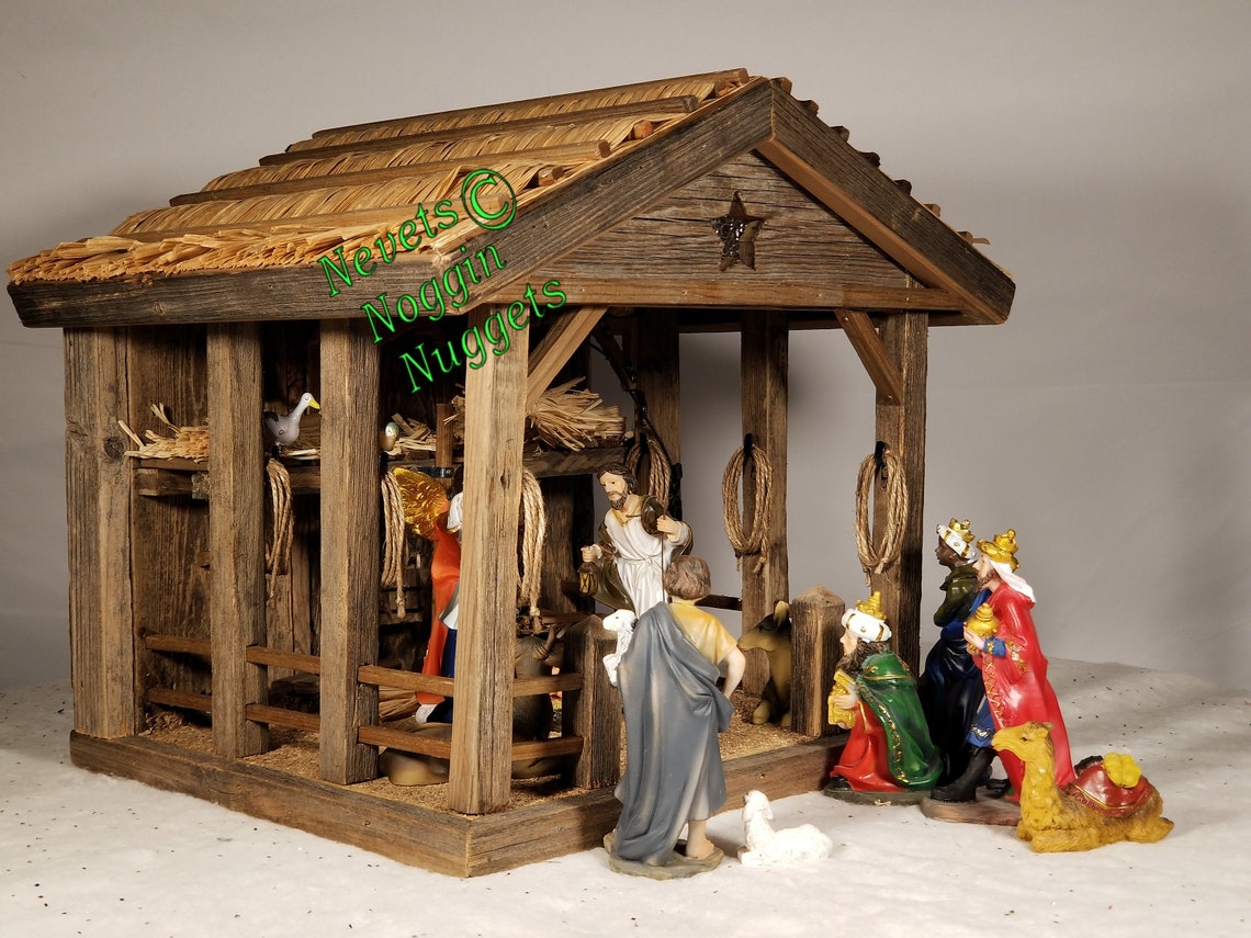 Christmas Nativity Stable Small Etsy
