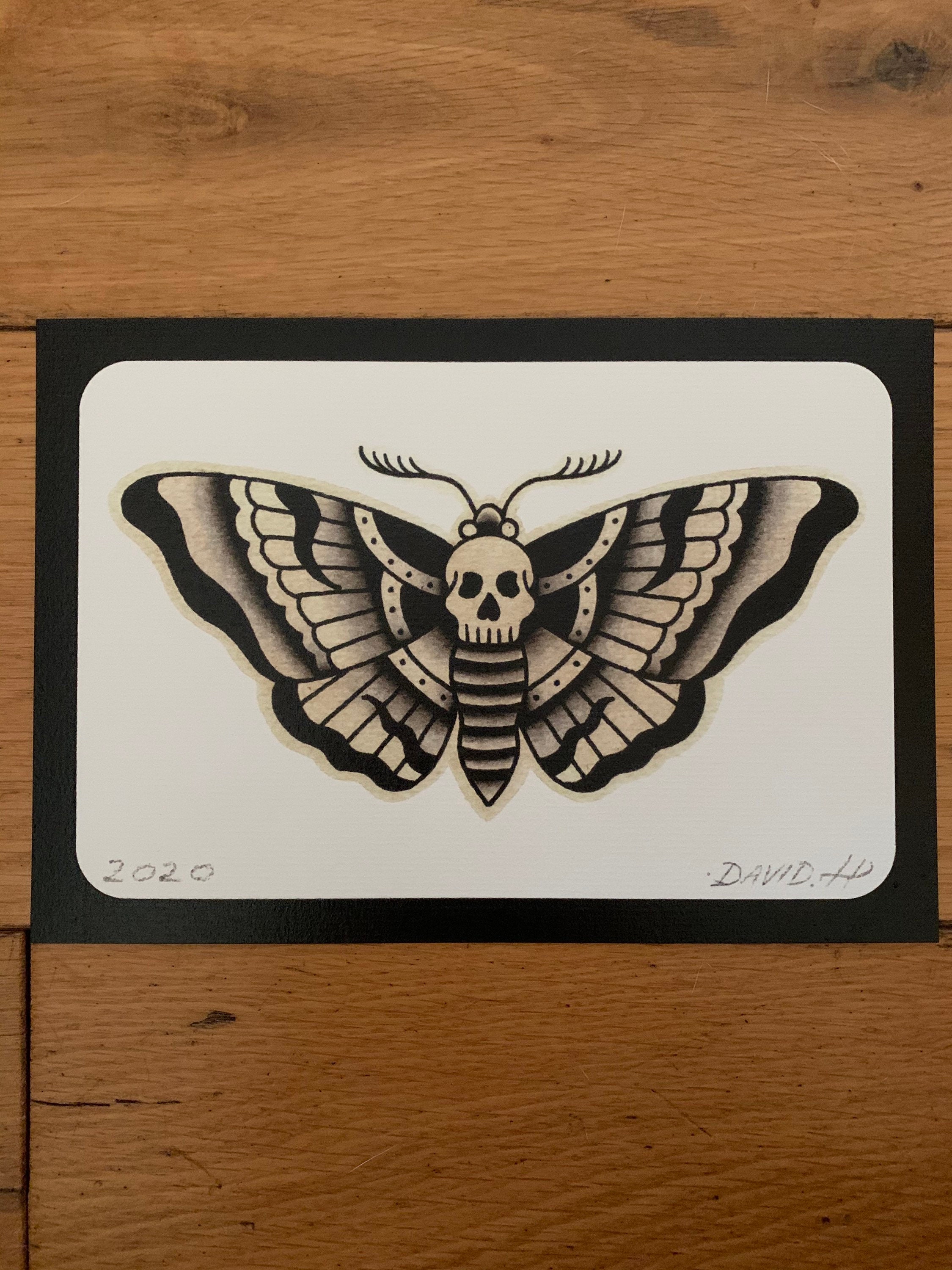 Traditional Death Head Moth Classic A5 Old School Tattoo Flash - Etsy Traditional Death Head Moth Classic A5 Old School Tattoo Flash - Etsy