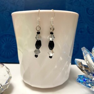 Black & Clear Crystal Earrings | Handmade Glass Bead Earrings