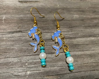 Blue Mermaid Bead Earrings | Under the Sea Earrings