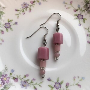 Pink and Clear Glass Bead Earrings
