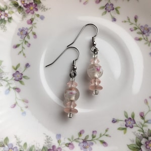 Light Pink and Clear Glass Bead Earrings