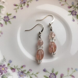 Light Pink and Clear Glass Bead Earrings