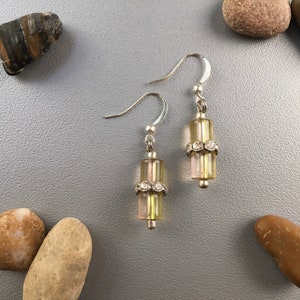 Champagne with Rhinestones Glass Bead Earrings