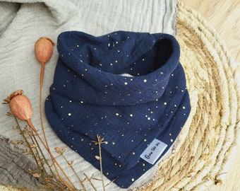 Layered cloth / muslin cloth - dark blue with gold dots, scarf for children, muslin cloth for babies and children, muslin cloth glitter