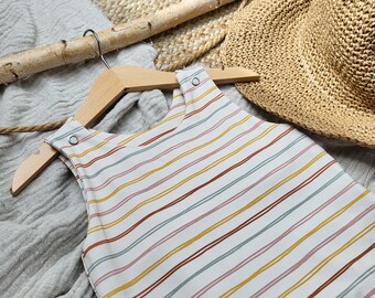 Short summer romper size 92 - doodle stripes, summer romper baby, summer clothing, short romper