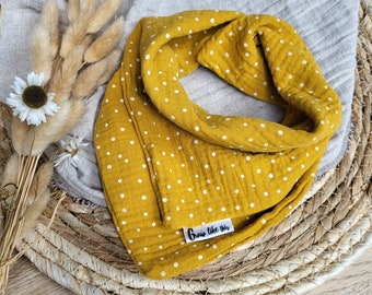 Layered cloth / muslin cloth - ochre with dots, scarf for children, muslin cloth for babies and children, muslin cloth mustard yellow, muslin loop