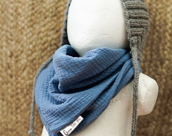 Layered cloth / muslin cloth - denim blue, scarf for children, muslin cloth for babies and children, muslin cloth dots
