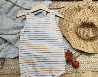 Short summer romper size 92 - doodle stripes, summer romper baby, summer clothing, short romper