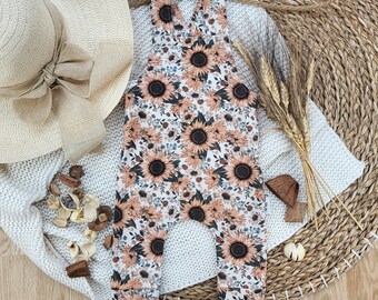 Dungarees - Size 80 Sunflowers, Dungarees Baby, Rompers Baby, Romper Suit, Gift for Birth, Dungarees Children