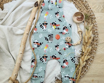 Dungarees - size 62 raccoon, dungarees baby, romper baby, romper suit, gift for birth, baby dungarees