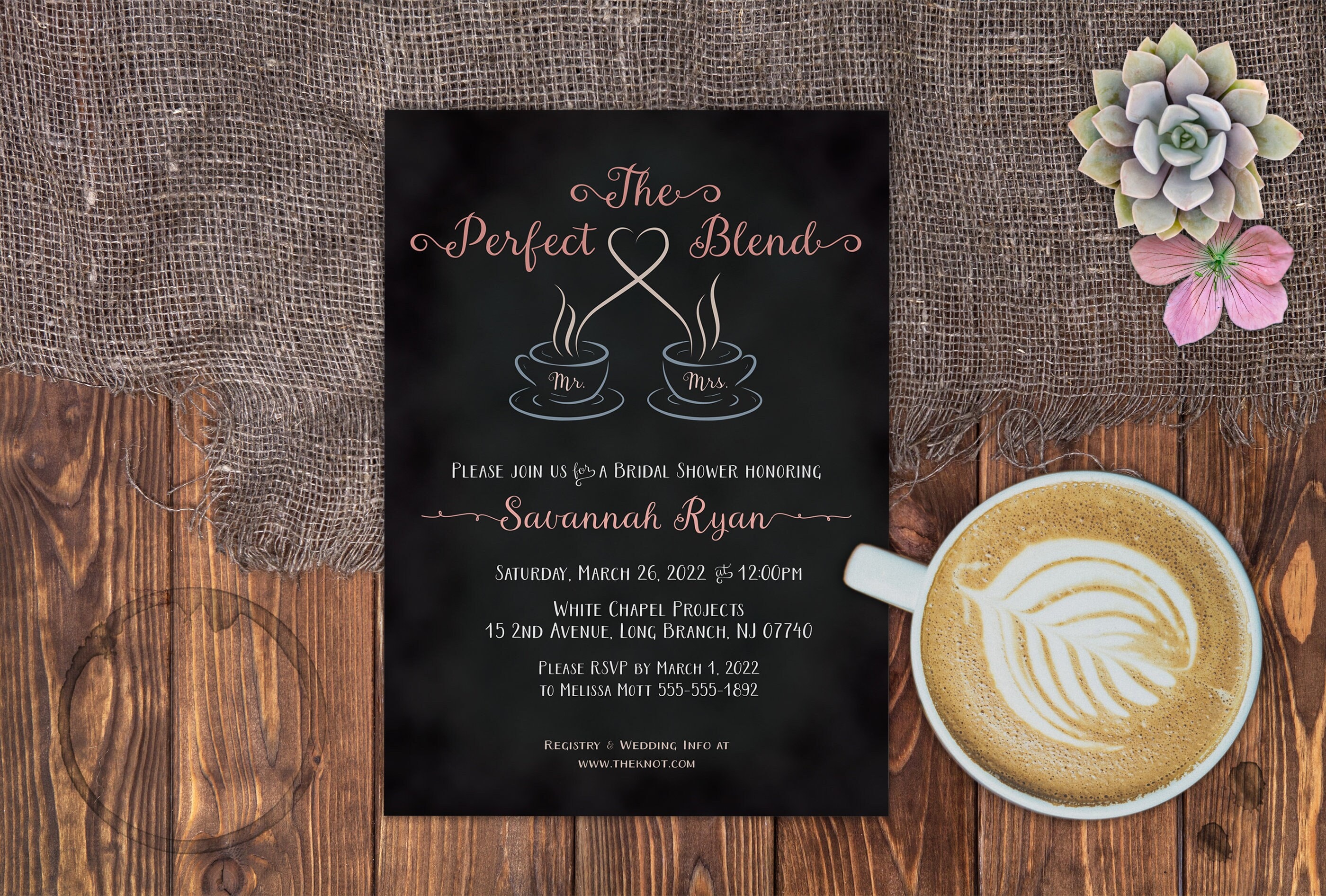 Coffee Theme Bridal Shower Invites – the Perfect Blend – Rustic ...