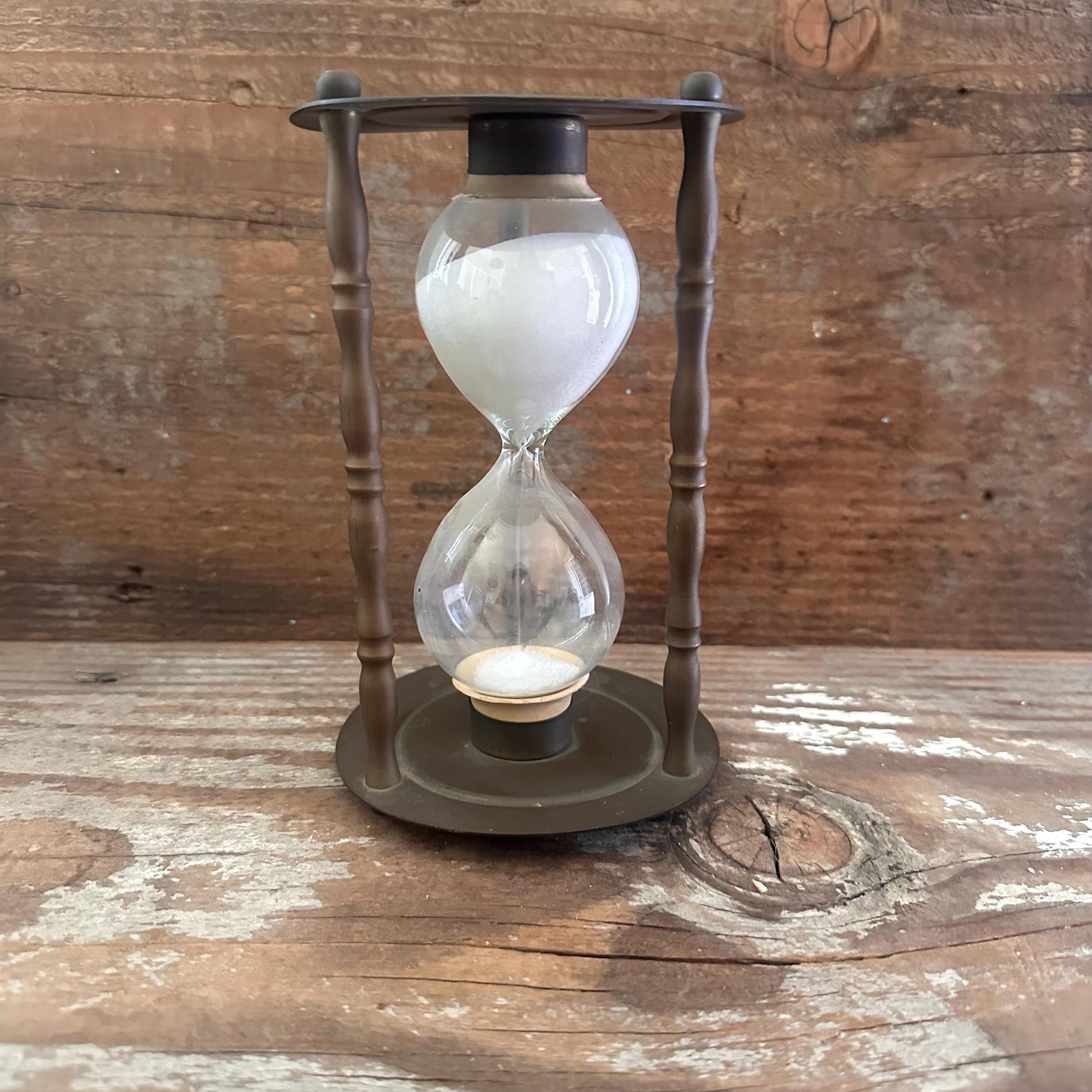 Vintage Brass Hourglass Home Decor Office Midcentury